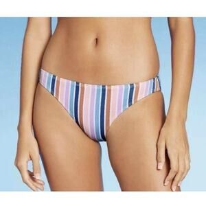Women's' Swim Hipster Bikini Bottom Xhilaration Multi Stripe Plus Size 24W/26W